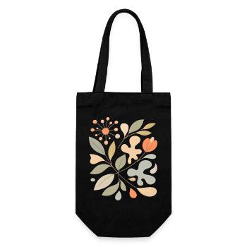 Abstraktes Blumen Muster Illustration - Geschenkbeutel für Flaschen - Schwarz - Vorne