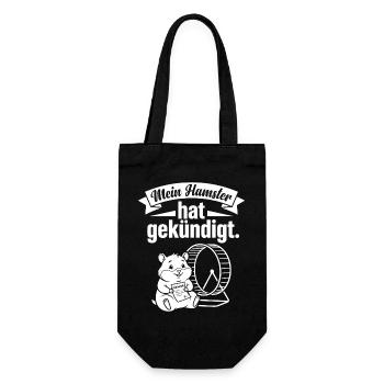 Mein Hamster hat gekündigt Hamsterrad Humor - Geschenkbeutel für Flaschen - Schwarz - Vorne