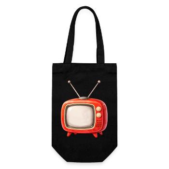 Retro Fernseher Illustration  - Geschenkbeutel für Flaschen - Schwarz - Vorne