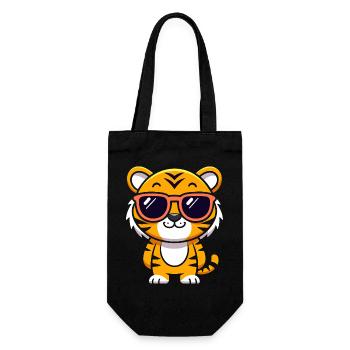 Tigre cartoon lunettes soleil - Sac à bouteille - noir - Devant