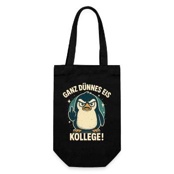 Guten Morgen Ganz Dünnes Eis Freundchen Pinguin - Geschenkbeutel für Flaschen - Schwarz - Vorne
