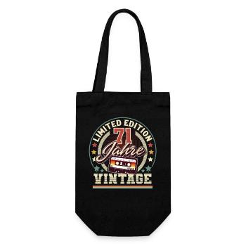 71st Birthday Vintage Cassette - Gift Bag for Bottles - black - Front