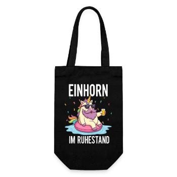 Einhorn im Ruhestand – Geschenk zum Renteneintritt - Geschenkbeutel für Flaschen - Schwarz - Vorne