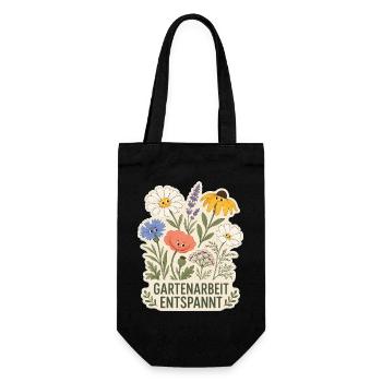 Gartenarbeit entspannt - Geschenkbeutel für Flaschen - Schwarz - Vorne