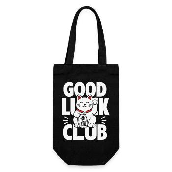 Good Luck Club Winkende Katze - Geschenkbeutel für Flaschen - Schwarz - Vorne