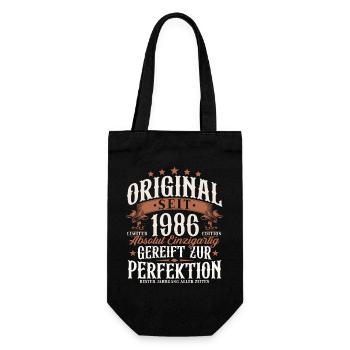 Original 1986 Jahrgang Vintage Geburtstag Retro - Geschenkbeutel für Flaschen - Schwarz - Vorne