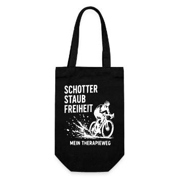 Schotter Freiheit Gravelradfahren - Geschenkbeutel für Flaschen - Schwarz - Vorne
