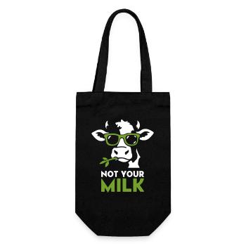 Not Your Milk – Coole Kuh mit Sonnenbrille  - Geschenkbeutel für Flaschen - Schwarz - Vorne
