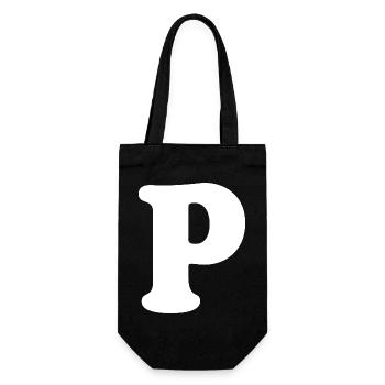Large P Style Print | Letter P | P Logo - Gift Bag for Bottles - black - Front