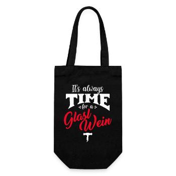 It's always Time for a glass of wine - Gift Bag for Bottles - black - Front