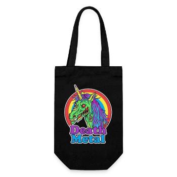 Death Metal – Zombie Einhorn Cartoon - Geschenkbeutel für Flaschen - Schwarz - Vorne
