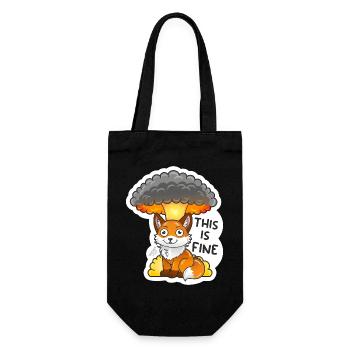 Fuchs, This is fine, Meme, Explosion - Geschenkbeutel für Flaschen - Schwarz - Vorne