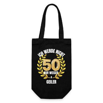 50_Geburtstag_Lustiger Spruch - Geschenkbeutel für Flaschen - Schwarz - Vorne