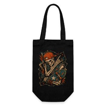 Skater Skeleton Rocker Skateboard Vintage Halloween - Gift Bag for Bottles - black - Front