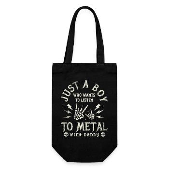 Metal Baby Boy mit Daddy Rock-Familie - Geschenkbeutel für Flaschen - Schwarz - Vorne
