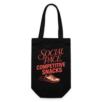 Laufen – Social Pace, Competitive Snacks - Geschenkbeutel für Flaschen - Schwarz - Vorne