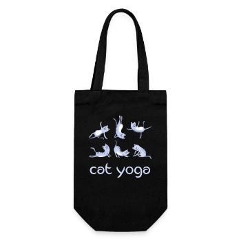 Katze yoga katze niedlich namaste meditation lotus - Geschenkbeutel für Flaschen - Schwarz - Vorne
