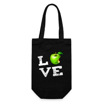 love fruit apple green bitten off icon pc nerd fun - Gift Bag for Bottles - black - Front
