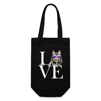 Maine Coon white - Gift Bag for Bottles - black - Front