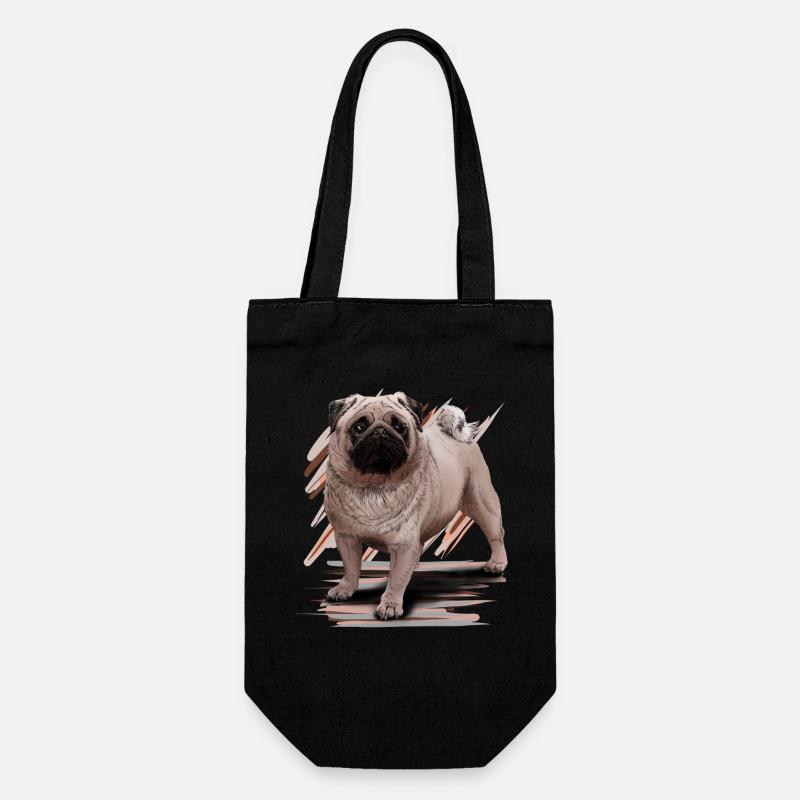 Mops - Geschenkbeutel für Flaschen - Schwarz