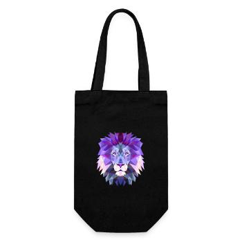 lion lion lion head polygon king animal star sign - Gift Bag for Bottles - black - Front