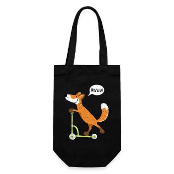 Kleiner schlauer Fuchs mit seinem grünen Roller - Geschenkbeutel für Flaschen - Schwarz - Vorne