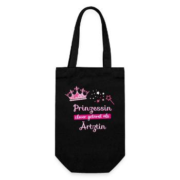 Ärztin Prinzessin Beruf Frau fee Krone beste mama - Geschenkbeutel für Flaschen - Schwarz - Vorne