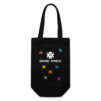 game area pixel nerd pc konsole retro gamer Monste - Geschenkbeutel für Flaschen - Schwarz - Vorne