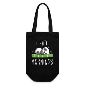I Hate Mornings - Bamboo Panda Bear - Comic - Gift Bag for Bottles - black - Front