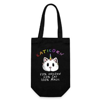 Kawaii Caticorn Unicorn Cat - licorne magique - Sac à bouteille - noir - Devant