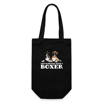 Boxer-Hundeleben ist besser mit einem Boxer - Geschenkbeutel für Flaschen - Schwarz - Vorne