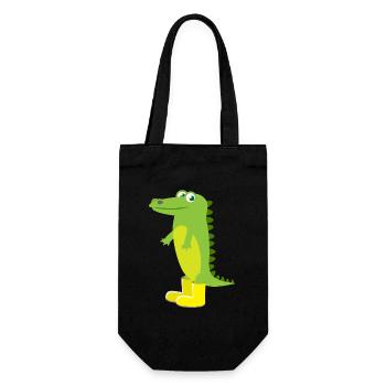 Enfant motif animal chemise vert crocodile idée cadeau - Sac à bouteille - noir - Devant