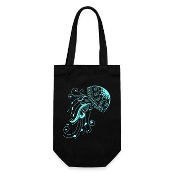 Qualle Meerestier Neon fisch Strand - Geschenkbeutel für Flaschen - Schwarz - Vorne