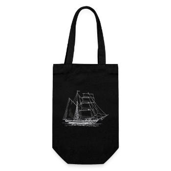 Segel T-Shirt Segelboot mit gezeichnetem Schiff - Geschenkbeutel für Flaschen - Schwarz - Vorne
