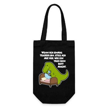 T-Rex at bed - Design - Gift Bag for Bottles - black - Front