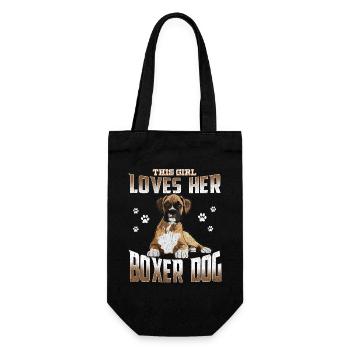 Boxer Dog Womens This Girl Loves Her Boxer Dog - Gift Bag for Bottles - black - Front