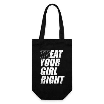 Treat & Eat Your Girl Right / Sex zum Valentinstag - Geschenkbeutel für Flaschen - Schwarz - Vorne