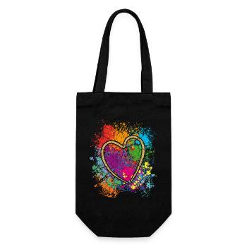 Buntes Herzkunst Design Graffiti  Look - Geschenkbeutel für Flaschen - Schwarz - Vorne