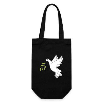 Symbole chrétien - Colombe avec branche d’olivier - Sac à bouteille - noir - Devant