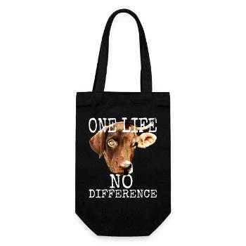 One Life No Difference Vegan Vegetarian Animal Welfare - Gift Bag for Bottles - black - Front