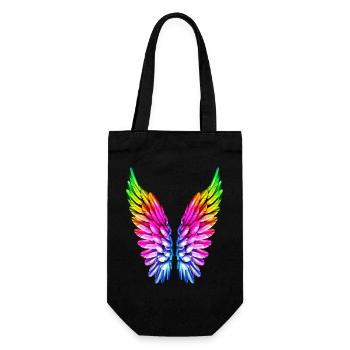 LGBT Regenbogen Engelsflügel Gay Lesbisch Queer - Geschenkbeutel für Flaschen - Schwarz - Vorne