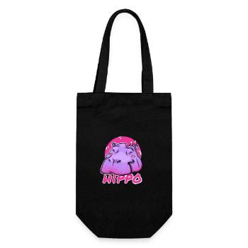 Cute Hippo with Pink Bow - Gift Bag for Bottles - black - Front