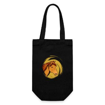 Tête de cheval classique sur fond doré - Sac à bouteille - noir - Devant