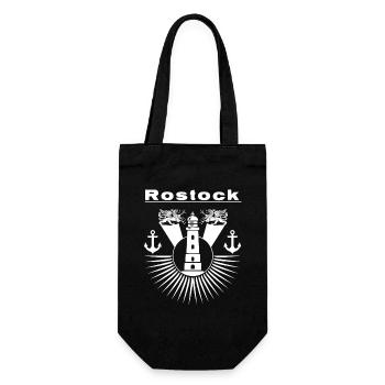 Rostock Leuchtturm Greif - Geschenkbeutel für Flaschen - Schwarz - Vorne