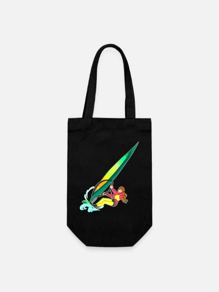 Windsurfing - Surfen - Surferin - Geschenkbeutel für Flaschen - Schwarz