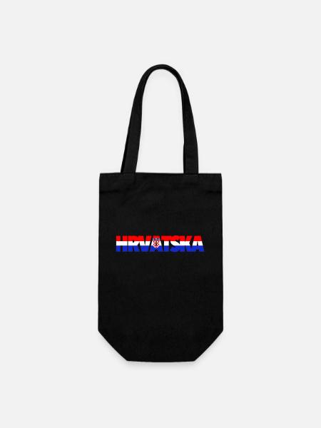Texte du drapeau de Hrvatska avec armoiries - Sac à bouteille - noir
