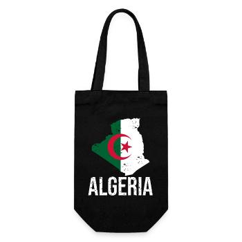 Algerian flag in map design - Gift Bag for Bottles - black - Front