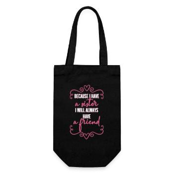 Schwester - Geschenkbeutel für Flaschen - Schwarz - Vorne
