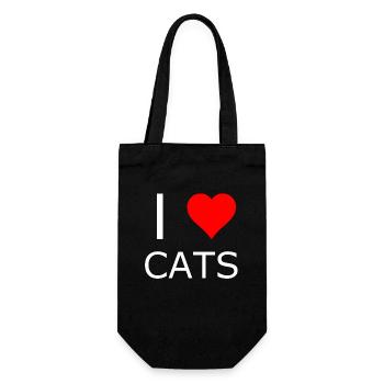 Ich liebe Katzen Herz-Logo - Geschenkbeutel für Flaschen - Schwarz - Vorne