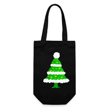 Tannenbaum Weihnachten - Geschenkbeutel für Flaschen - Schwarz - Vorne